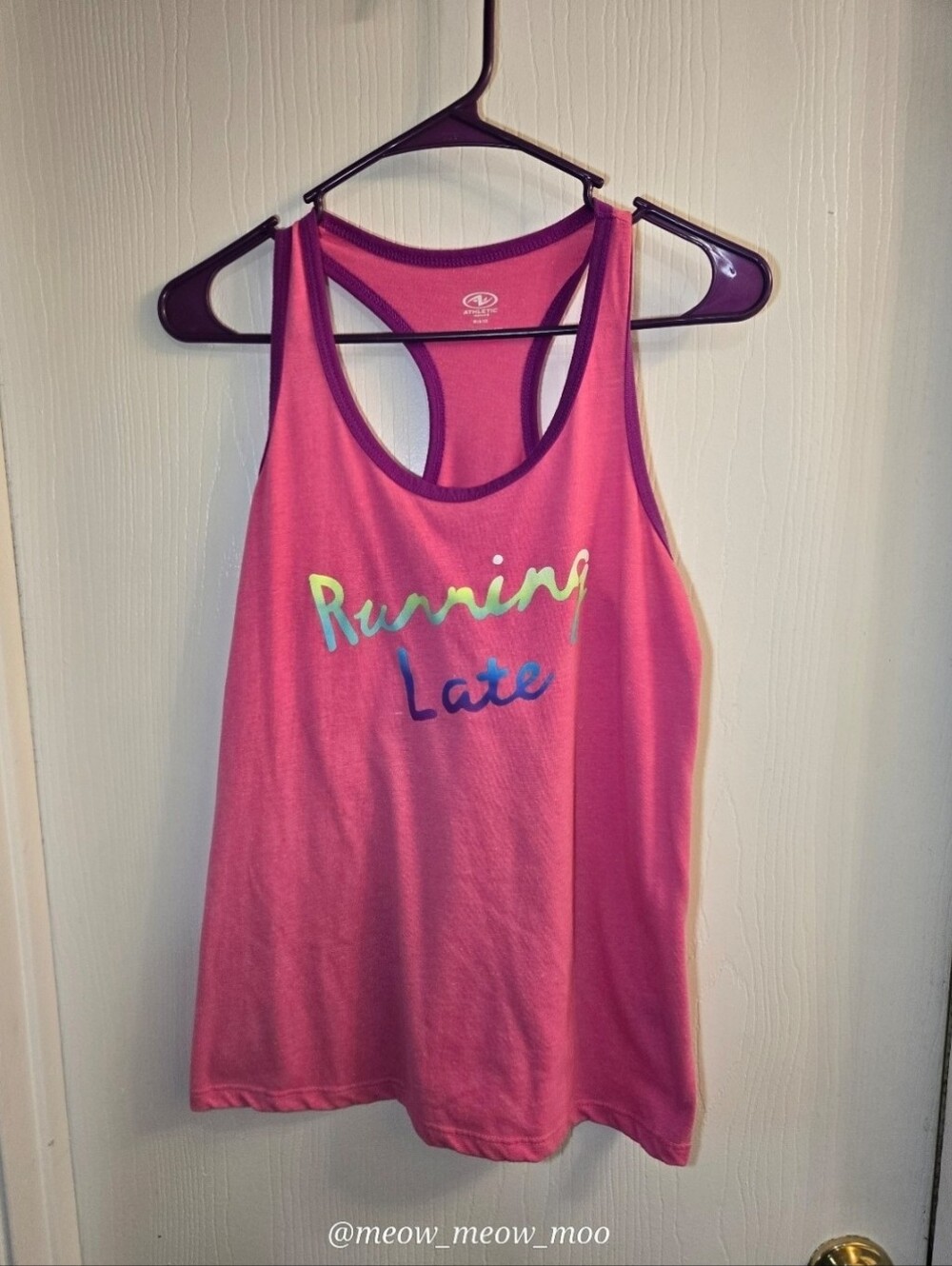 Athletic Works Running Late Pink Graphic Tank Top Size M 8-10
